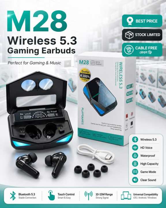 M28%20TWS%20Bluetooth%205.1%20Gaming%20Headset%20Dual%20Mode%20Wireless%20Earphones%20Sports%20Stereo%20Sound%20Low%20Latency%20LED%20Digital%20Display%20Smart%20Touch%20Earphone%20-%20Image%202