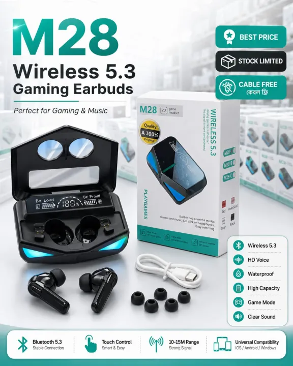 M28%20TWS%20Bluetooth%205.1%20Gaming%20Headset%20Dual%20Mode%20Wireless%20Earphones%20Sports%20Stereo%20Sound%20Low%20Latency%20LED%20Digital%20Display%20Smart%20Touch%20Earphone%20-%20Image%202