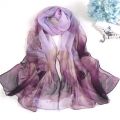 2024 New Fashion Women Floral Printing Beach Silk Scarf Shawls Female Long Wraps Beach Sunscreen Hijab. 