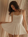 Women Pleated Micro MINI Dress Bandage Smooth Uniform Slip Mini Dress Night Club Outfits Allure Ruffled Dress Backless.