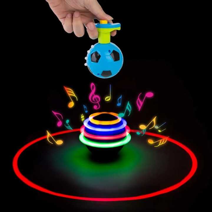 LED Light Up Flashing Spinning Music Gyro Spinner Football Toy