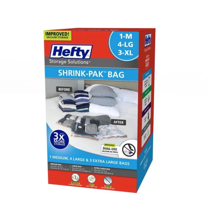 Vacuum Compression Storage Bags Variety Pack Medium Large X-Large Space Saving Organizer Dual-Use Water Resistant Portable