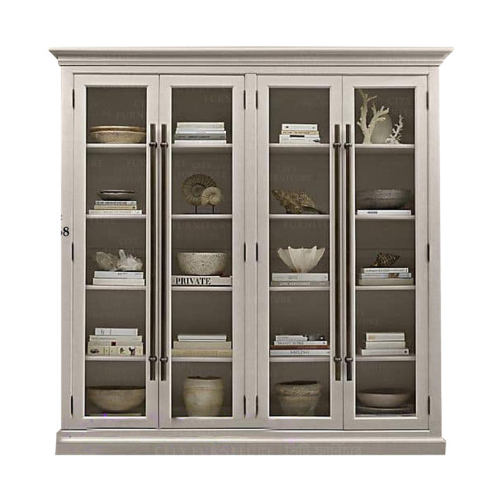C-0668 Antique Wall Showcase / Bookcase 4Palla / 4 Door / 2Part (ROYALS Furniture)