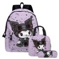 3PC-SET Printing Peripheral Sanrio Kuromi Backpack Student School Bag Pencil Case Bag Mochila Sports Backpack Lightening. 