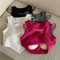 Summer Street Sleeveless Tanks Short Party Hot Tops Women Hollow Out Bra Y2K Female Camisole Spaghetti Strap Bra Crop Tops. 