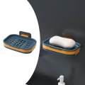 Soap Holder Suction Self Draining Soap Dish Holder, Bathroom Soap Holder, with Suction Cup, Soap Dish Suitable for Shower, Bathroom, Kitchen. 