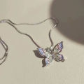 Colorful Gradient Butterfly Pendant Necklace Light Luxury Simple Clavicle Chain JIJIN. 