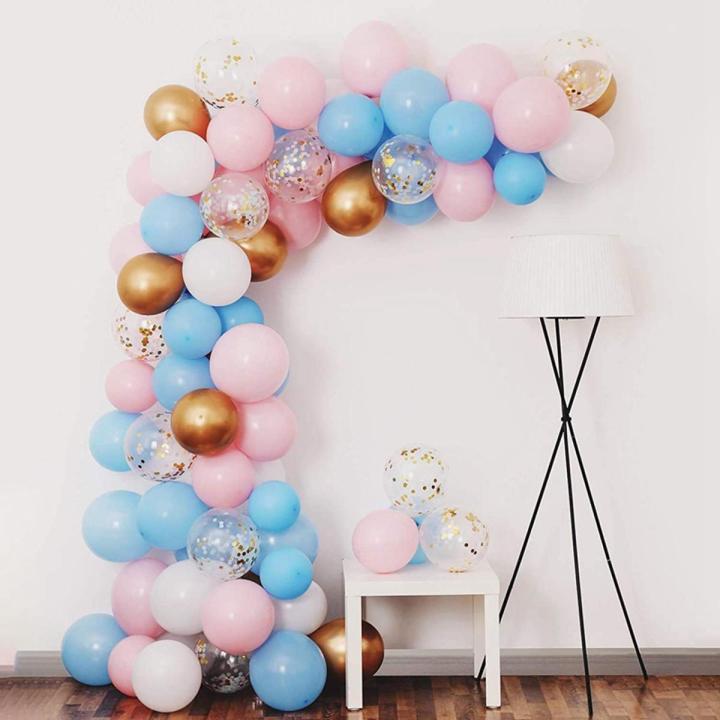 75 Kit Balloon Garland,White Balloons+Pink Balloons+Blue Balloons+Gold Confetti Balloons,Birthday Balloons Party Decor