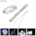 Handheld Portable Pen USB Rechargeable Mini Flash-light LED Flash-light Hard Light with Stainless Steel Clip.