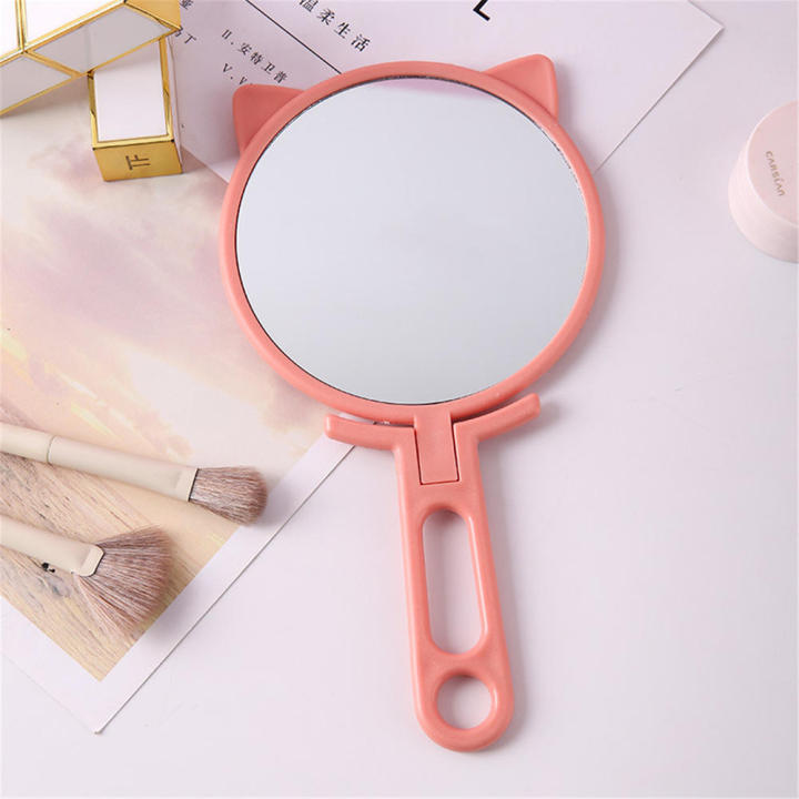 plastic%20Hand-held%20makeup%20mirror%20Magnifying%20lens%20Portable%20mirror%20Folding%20handle%20make-up%20mirror%20for%20Travel%20Daily%20makeup%20routine%20-%20Image%204