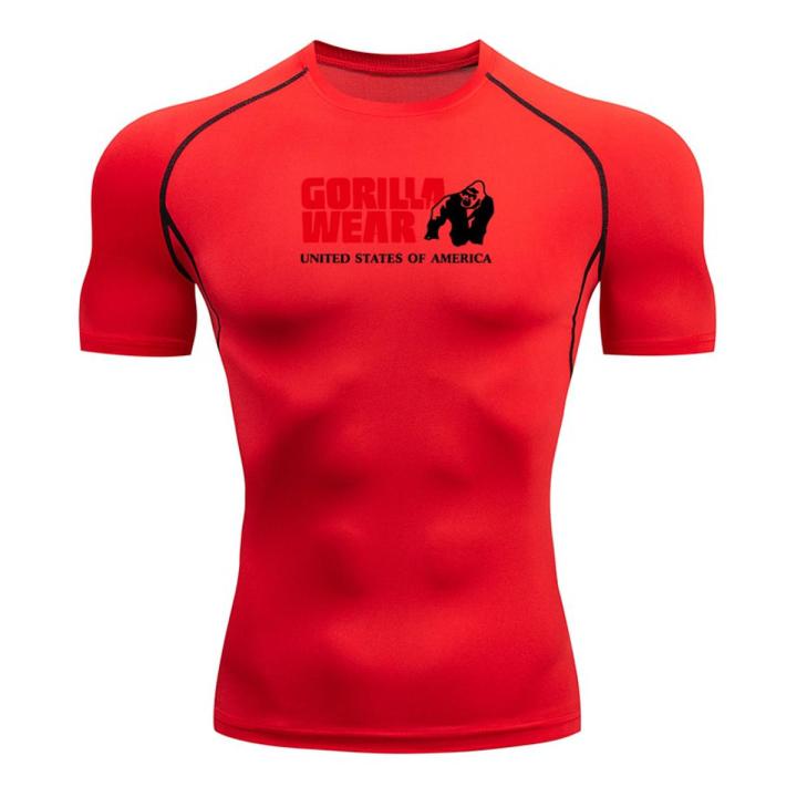 Men Compression Running T Shirt Fitness  Long Sleeve Sport tshirt Training Jogging Shirts Gym Gorilla Quick Dry rashgard