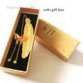 New Future-1PC With Gift Box- Retro Vintage Bookmark Design Of Feather/Butterfly Creative Metal Bookmarks Promotional Gift Stationery Film Book Mark Teacher's Day Gift. 
