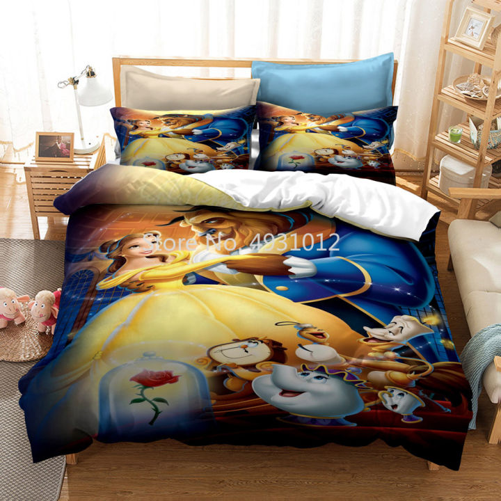 Disney Beauty and The Beast Snow White Princess Bedding Set Quilt Duvet Cover for Kids Bedroom Decor Single Twin King Set