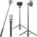 VRIG TP-16 Extendable Phone Tripod, 57.1 Inch Camera Tripod, 2 in 1 iPhone Tripod, 360 Degree Rotation, Compact Lightweight, Three Legs Camera/Camera Tripod. 