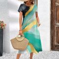 Summer Womens Dresses 3d Textured Print Short Sleeve Female Clothes Fashion Loose A-Skirt 2023 New Oversized Lady Classy Dresses.