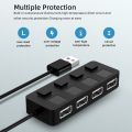 USB 2.0 HUB Multi USB Splitter 4 Ports Expander USB Power Adapter Ultra-thin LED Indicator Power Switch USB HUB for Laptop PC.