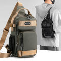 HAOSHUAI New Men's Chest Bag Simple One Shoulder Crossbody Bag Multifunctional Trendy Crossbody Backpack Trendy Messenger Bag. 