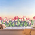 Surface visible glass sticker self-adhesive window sticker double photo tulip flower BR0033-41D fully transparent UV plant flower. 