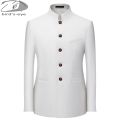 6Color Men's Solid Color Stand Collar Suit Chinese Style Slim Fit Blazer Male ZhongShan Suit Jacket Chinese Tunic Suit one Piece.