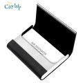 Luxury PU Leather Business Card Holder with Magnetic Buckle Slim Pocket Name Card Holder Stainless Steel Credit Card ID Case. 