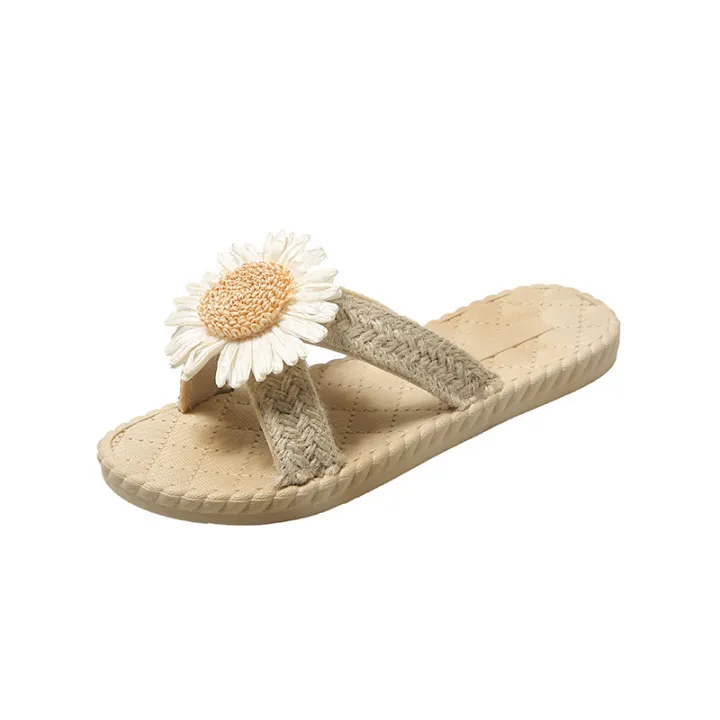 Sunflower%20sandals%20women's%20flat%20soles%20wear%20imitation%20straw%20travel%20holiday%20beach%20shoes%20summer%20new%20non-slip%20slippers%20women%20-%20Image%205