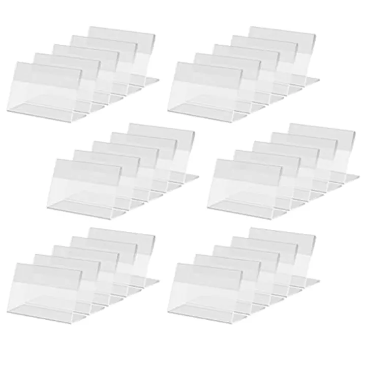 30 PCS Mini Sign Display Holder Transparent 7x4 cm Horizontal Slanted L ...