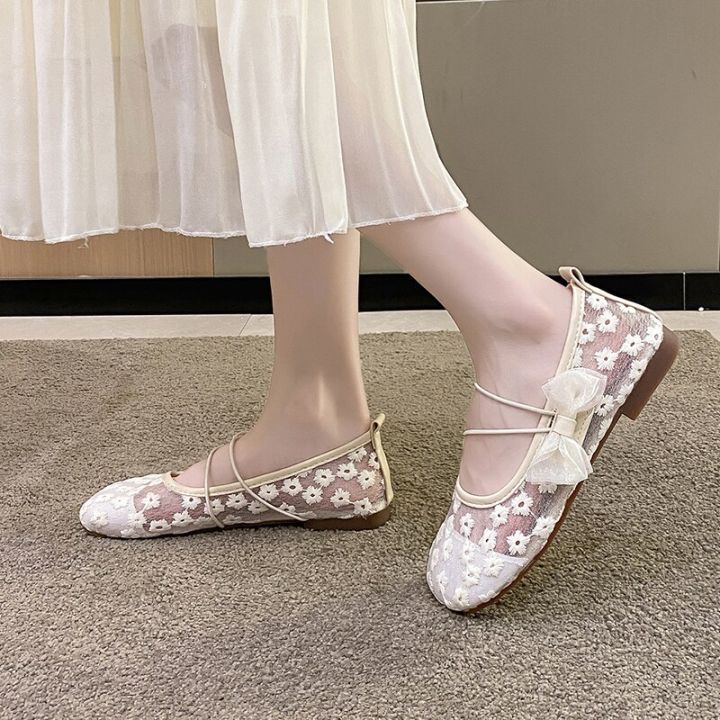 Loafers%20Mesh%20Yarn%202022%20New%20Summer%20Hollow%20Breathable%20Shoes%20Fashion%20Casual%20Lace-up%20Bow%20Ladies%20Flat%20Shoes%20-%20Image%203
