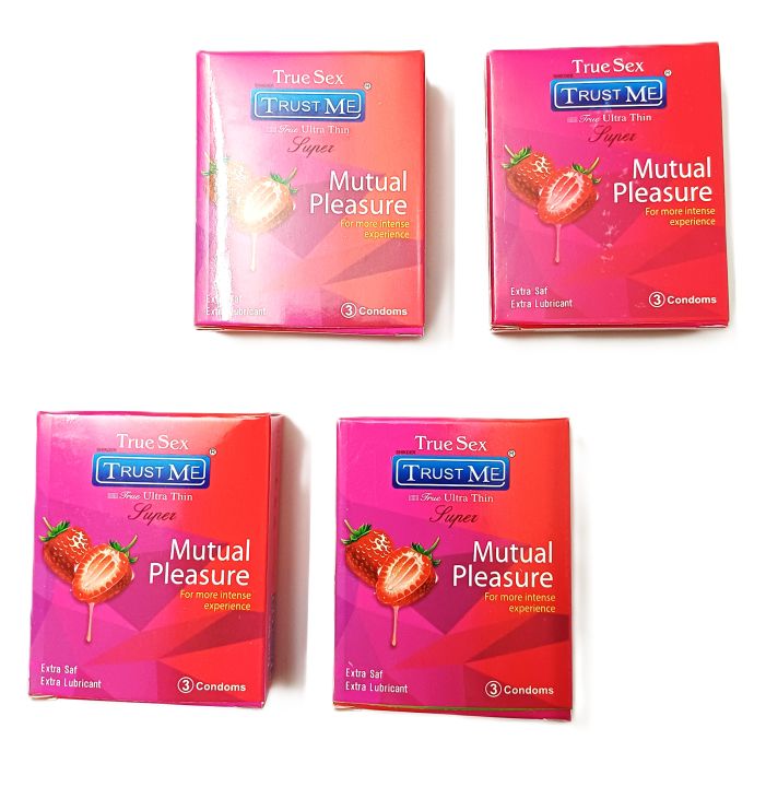 Trust Me Pink Condom 4 Pack(12pcs) | Trust Mee Strawberry Mutual Pleasure Condom 4 Pack(12pcs)