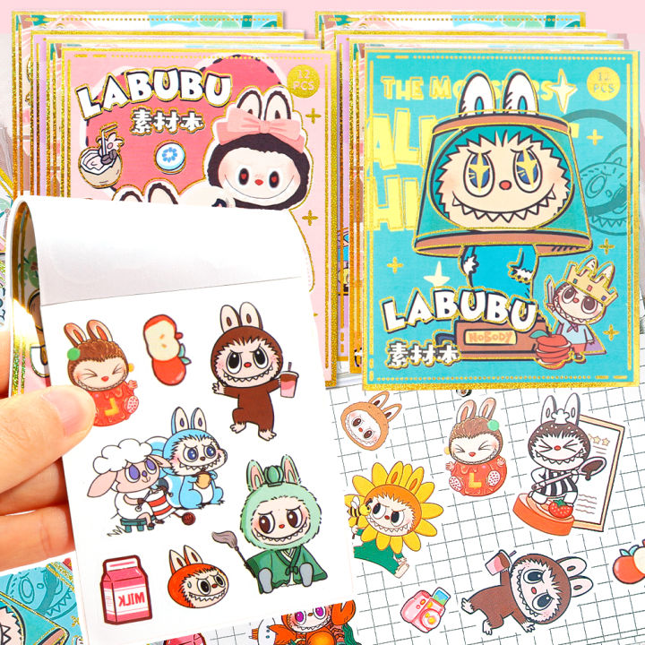 1/3pcs Labubu Sticker Cartoon Cute Diy Suitcase Stationery Box Decorative Sticker Student Stationery