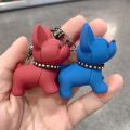 Fashion Punk French Bulldog Keychain PU Leather Dog Keychains for Women Bag Pendant Jewelry Trinket Men's Car Key Ring Key Chain. 