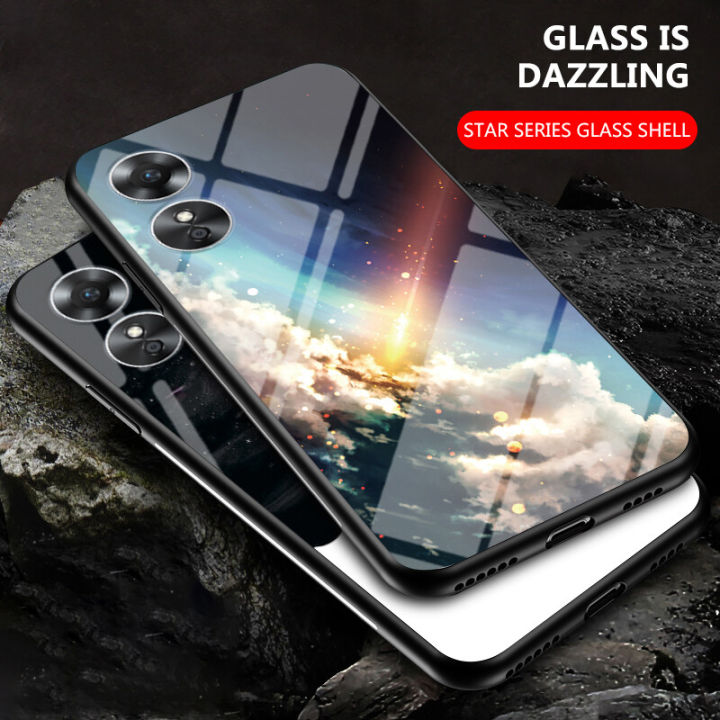 Phone%20Case%20OPPO%20A17K%20A17%20Back%20Cover%20Starry%20Galaxy%20Moon%20Meteor%20Design%20Protective%20Back%20Tempered%20Glass%20Couple%20Cover%20OPPO%20A17K%20A17%20Housing%20-%20Image%203