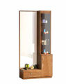 Walnut finish full view mirror Dressing table with side glass compartment  for your cosmetic's and 1 lock drawer with 1storage  cabinet. 
