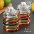 3 Pcs Crystal round Glass Jar Conatiner Glass Spice Jar Set. 