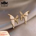 Carat Rhinestone Butterfly Earrings Sparkling Butterfly Rhinestone Stud Earrings for Prom Dating Parties Anti-rust Ear Jewelry for Women Butterfly Earrings. 