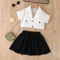 Baby Clothes Set 4-7 Years old tiny button Short Sleeve blouse and Skirt Outfit Toddler Infant Clothing Suit For Kids Girl. 