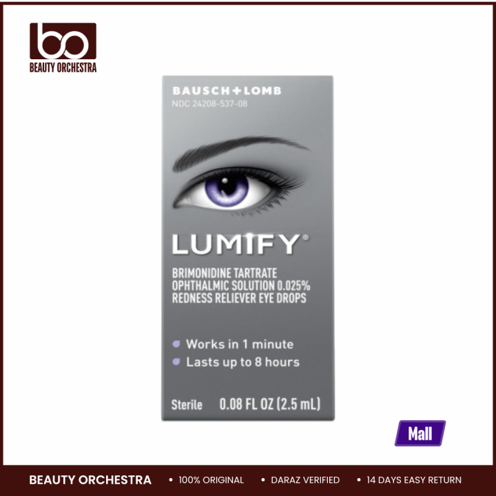 LUMIFY Redness Reliever Eye Drops, for Whiter & Brighter Looking Eyes, 0.08 Fl Oz  2.5 ml