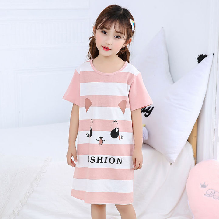 Girls'%20Nightdress%20Children's%20Summer%20Clothing%20Short-Sleeved%20Cotton%20Dress%20Little%20Girl%20Thin%20Pajamas%20Princess%20Children's%20Loungewear%20-%20Image%205