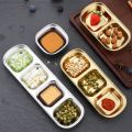 Stainless Steel Sauce Dish Spice Plates Gravy Boats Appetizer Serving Tray Rectangle Divided Oil Spice Dipping Tray Small Dish.