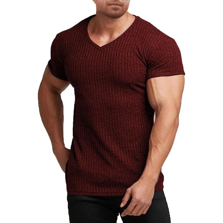 COOFANDY Men's Muscle T Shirts Stretch V Neck Bodybuilding Workout Tee Shirts