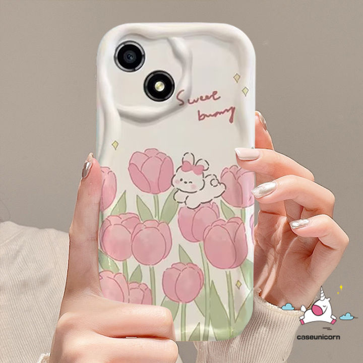 Fresh%20Tulip%20Phone%20Case%20Compatible%20For%20IPhone%2011%2014%2013%2012%20Pro%20Max%20XR%20X%20XS%20Max%207%206%208%206s%20Plus%20SE%202020%20Cute%20Sweet%20Bunny%20Flower%20Shockproof%203D%20Wavy%20Curved%20Edge%20Soft%20Cartoon%20Cover%20-%20Image%202