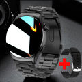 +3pc Straps Smart Watch Men Business Male Smartwatch Round Sport Smart-watch For Android IOS Fitness Tracker With Heart Rate. 