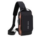 Multipurpose Patent Leather Chest Bag Biker Bag - Waterproof Men's Travel Bags to Keep Your Belongings Safe - Chest Bags with Charging.