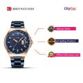 CURREN 8375 Calendar Business Waterproof Stainless Steel Band Luxury Quartz Watches for Men - Blue , Rose Gold.