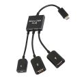 1~5PCS Newest 3 in 1 Micro USB Type C HUB Male to Female Double USB 2.0 Host OTG Adapter Cable For Smartphone Computer Tablet 3. 
