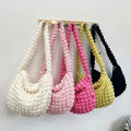 【Worldwide Delivery】 Large Capacity Shoulder Bag Embroidered Plaid Quilted Crossbody Bag Underarm Bag Tote Bag Pleated Bubbles Handbag. 