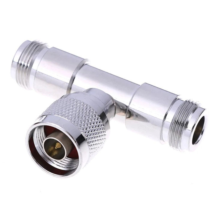 3 Way T Type Connector 1 N Male Jack to 2 N Female Jack Triple T in RF Adapter for N Male Connection / T type Antenna Connector