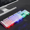 LIMEIDE GTX300 104 Keys Retro Round Key Cap USB Wired Mouse Keyboard, Cable Length: 1.4m, Colour: Punk Single Keyboard White.