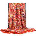 Iran Dubai Casual Headscarf 90*90Cm Large Square Scarf Retro Small Cashew Print Silk Scarf Women's Bawal. 