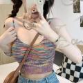 Tank Top Women Built In Bra Spaghetti Strap Crop Tops Womens V-neck Skinny Camis Female Casual.