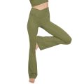 Women Crossover Split Pants Bootcut Yoga Pants High Waisted Full Length Flare Workout Pants Bootleg Leggings With Pockets. 